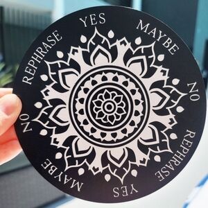 Lotus ✦ Pendulum Board ✦ 6" Black White Solid Wood Spiritual Divination Tool NWT